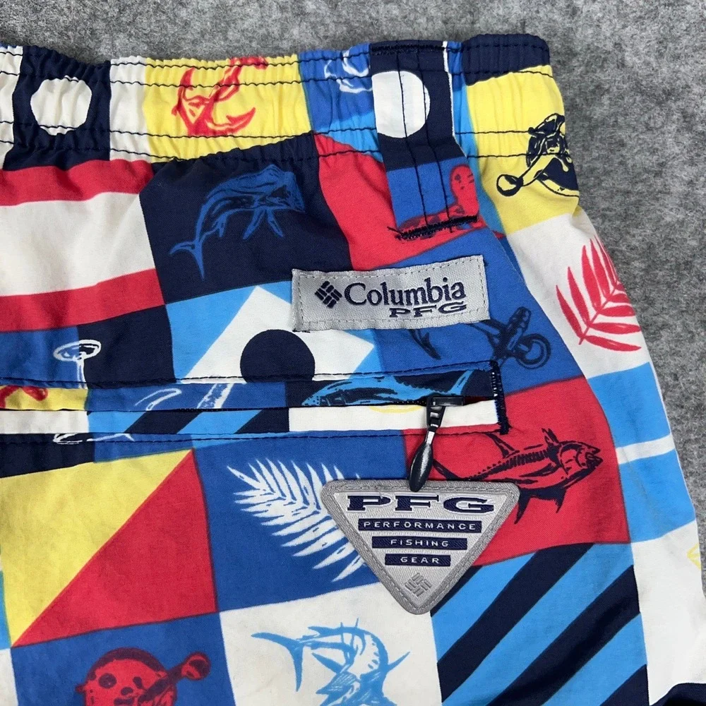 Columbia Swim Shorts Mens Large Fish Print PFG Backcast II Performance Trunks‎